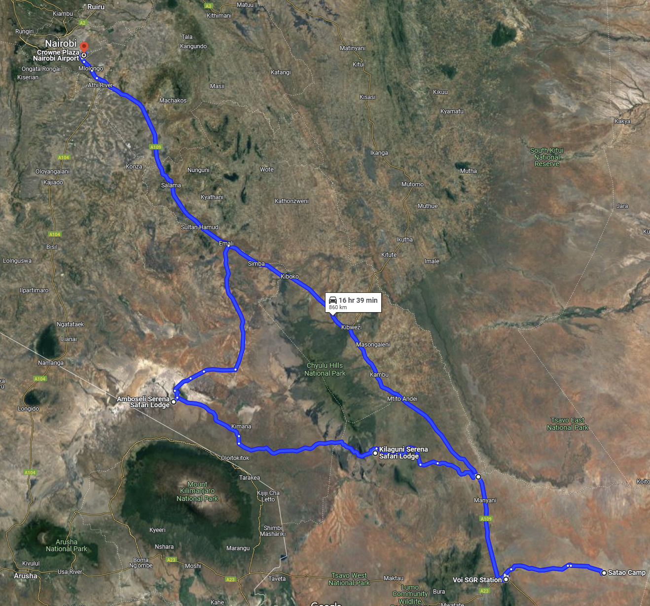 Reitti ja majoitukset